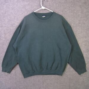 Honors Sweatshirt Mens XLarge Green Crewneck Fleece Pullover Solid Basic Casual